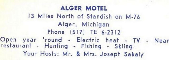 Alger Motel (Old Alger Motel) - Vintage Postcard